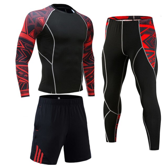Men's Full Protection 3-Piece Compression Workout Bodysuit