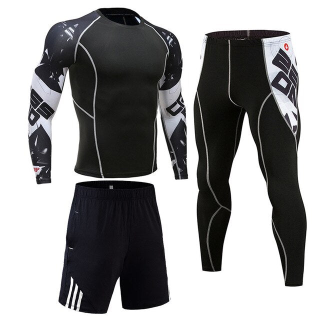 Men's Full Protection 3-Piece Compression Workout Bodysuit