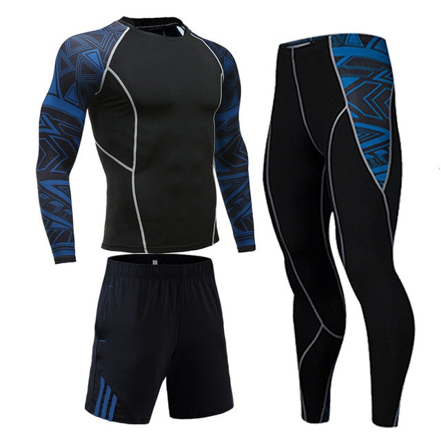 Men's Full Protection 3-Piece Compression Workout Bodysuit