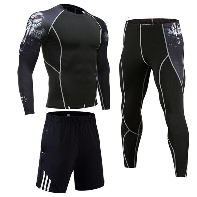Men's Full Protection 3-Piece Compression Workout Bodysuit