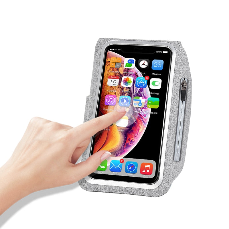 Touch-sensitive Armband with Reflector Bar and Anti-slip Design Pouch
