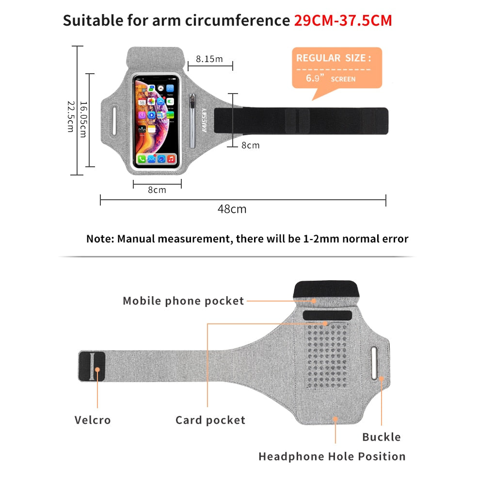 Touch-sensitive Armband with Reflector Bar and Anti-slip Design Pouch